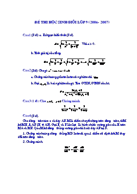 Đề thi học sinh giỏi lớp 9 (2006 - 2007)